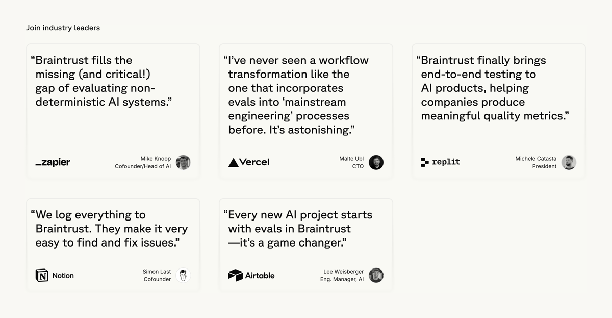 Braintrust
				testimonial ui component