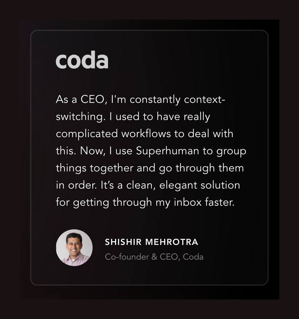 Superhuman
				testimonial ui component