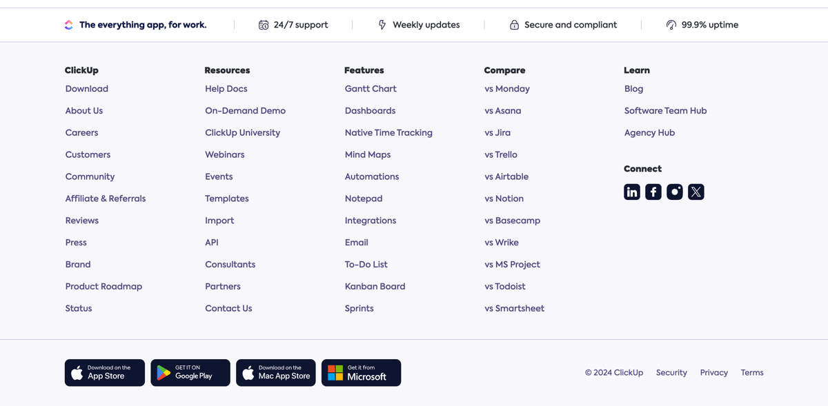 ClickUp
				footer ui component