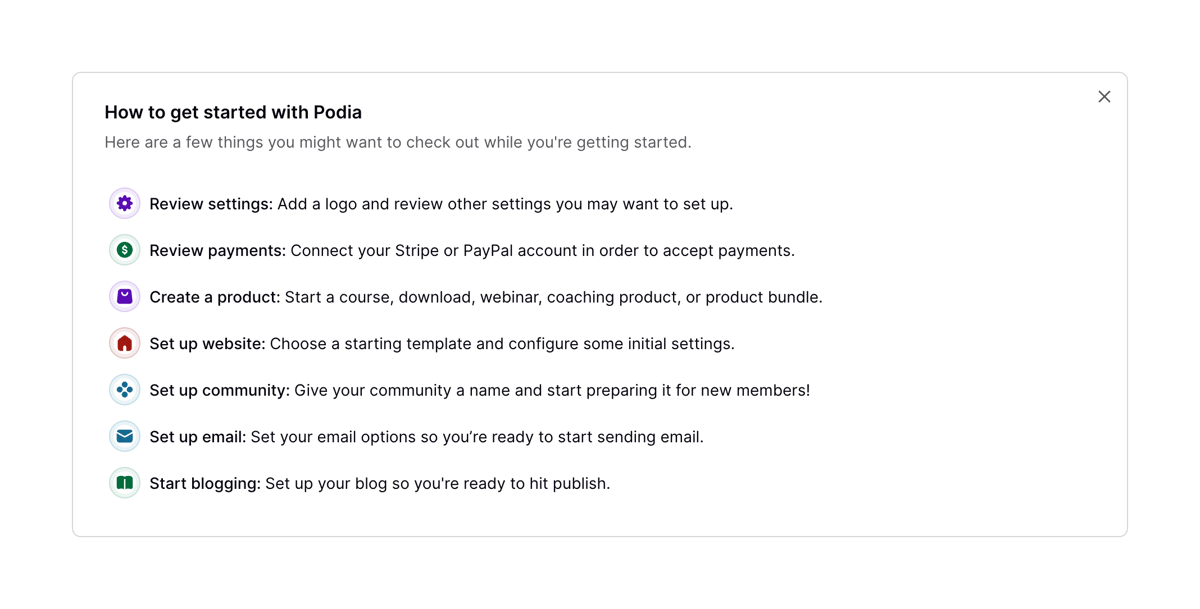 Podia
				stepper ui component
