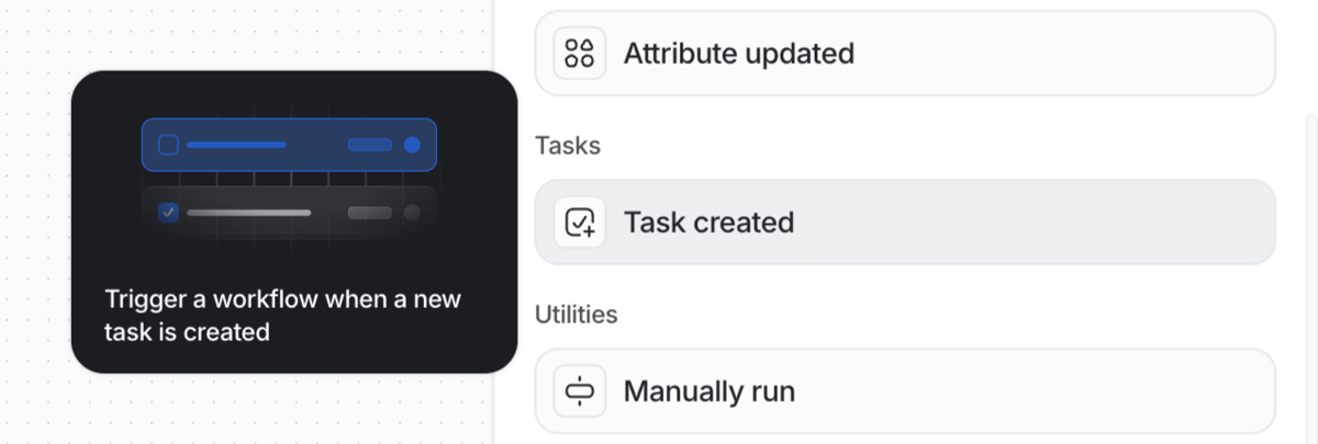 Attio
			menu automation task management workflow ui component
