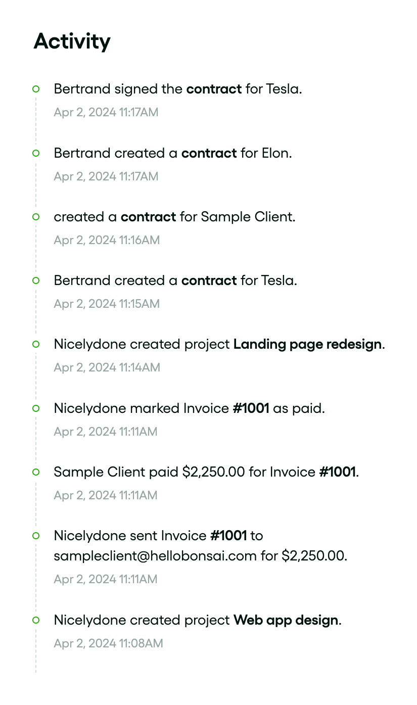 Bonsai
				timeline & history ui component