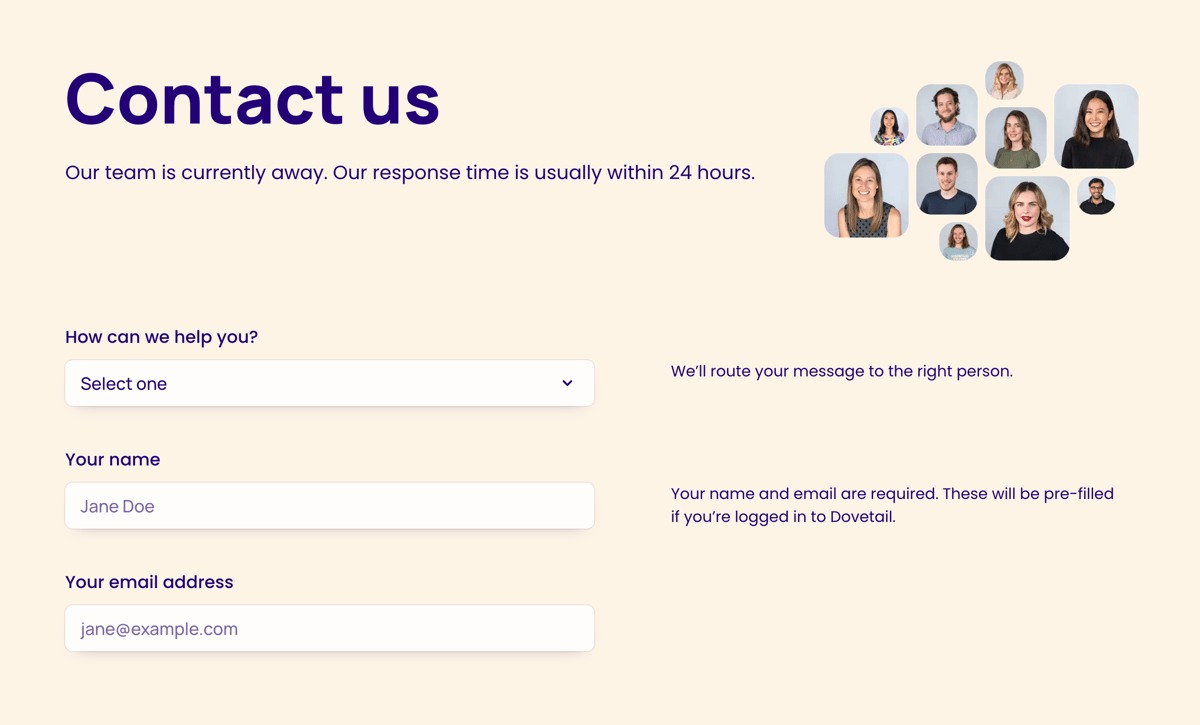 Dovetail
				form element ui component
