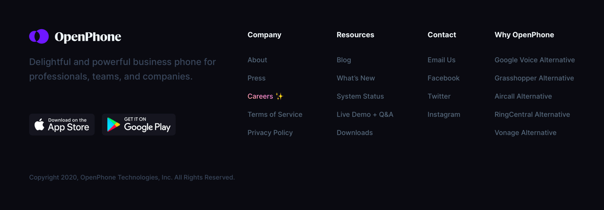 OpenPhone
				footer ui component