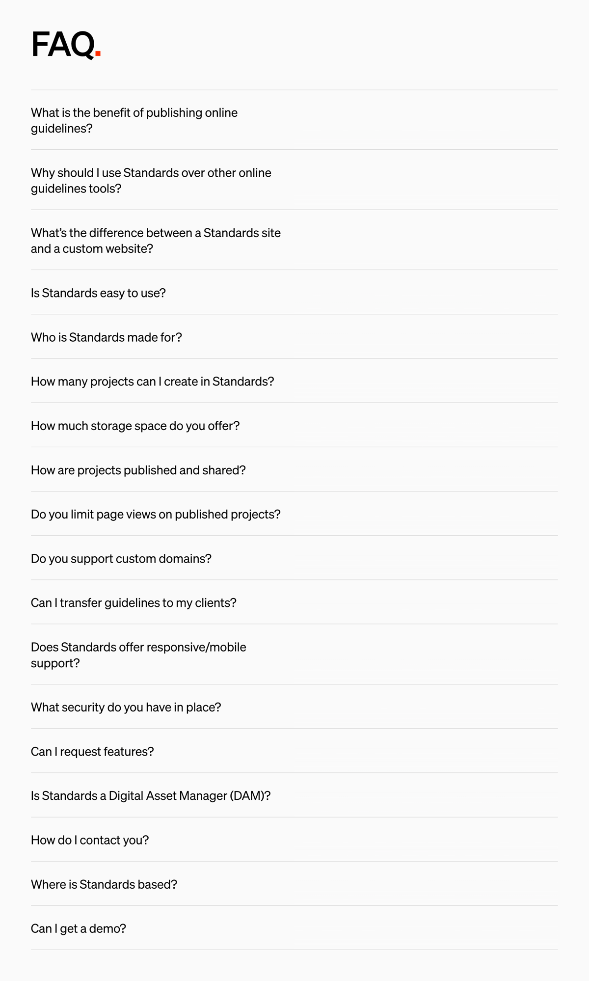 Standards
				faq ui component
