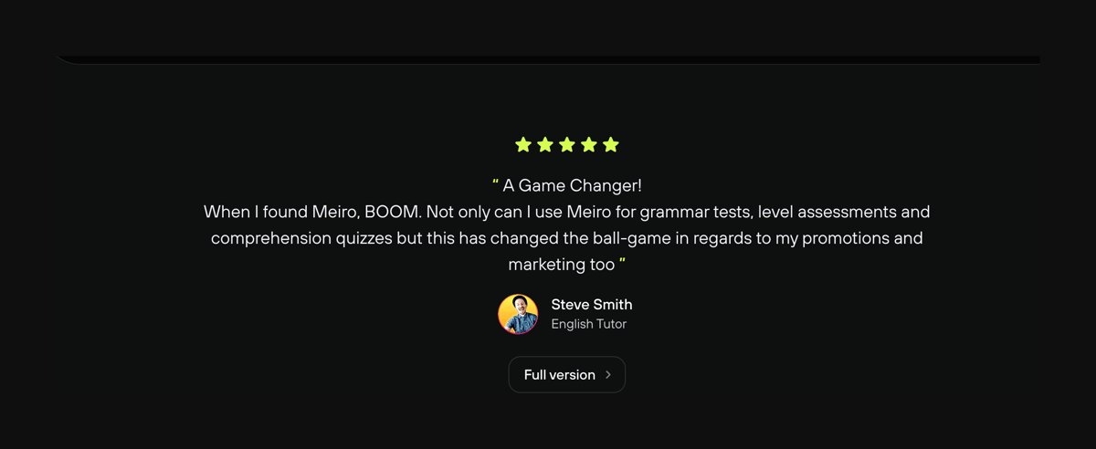 Meiro
				testimonial ui component