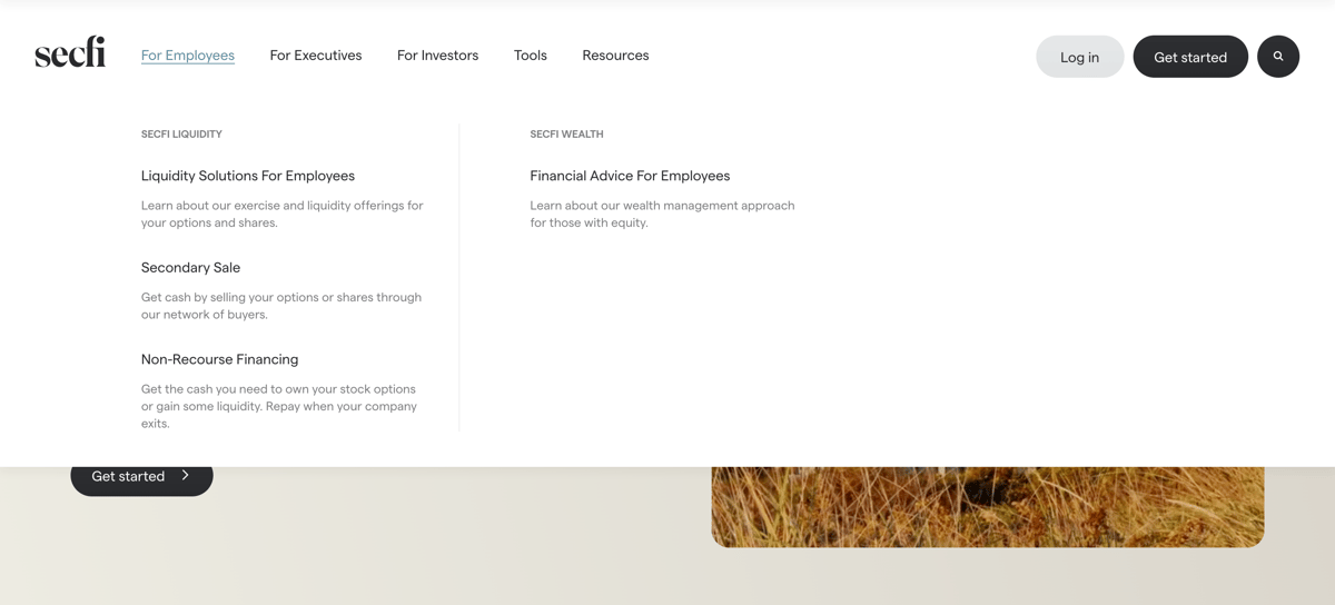 Secfi
				flyout menu ui component