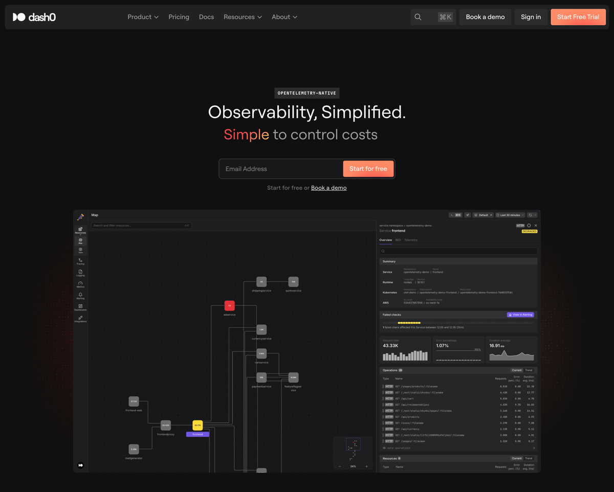 Dash0
				hero section ui component