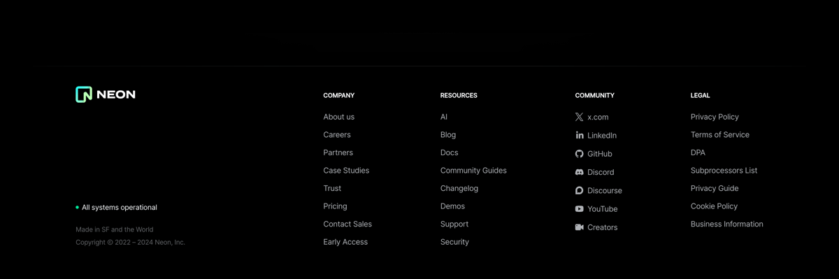 Neon
				footer ui component