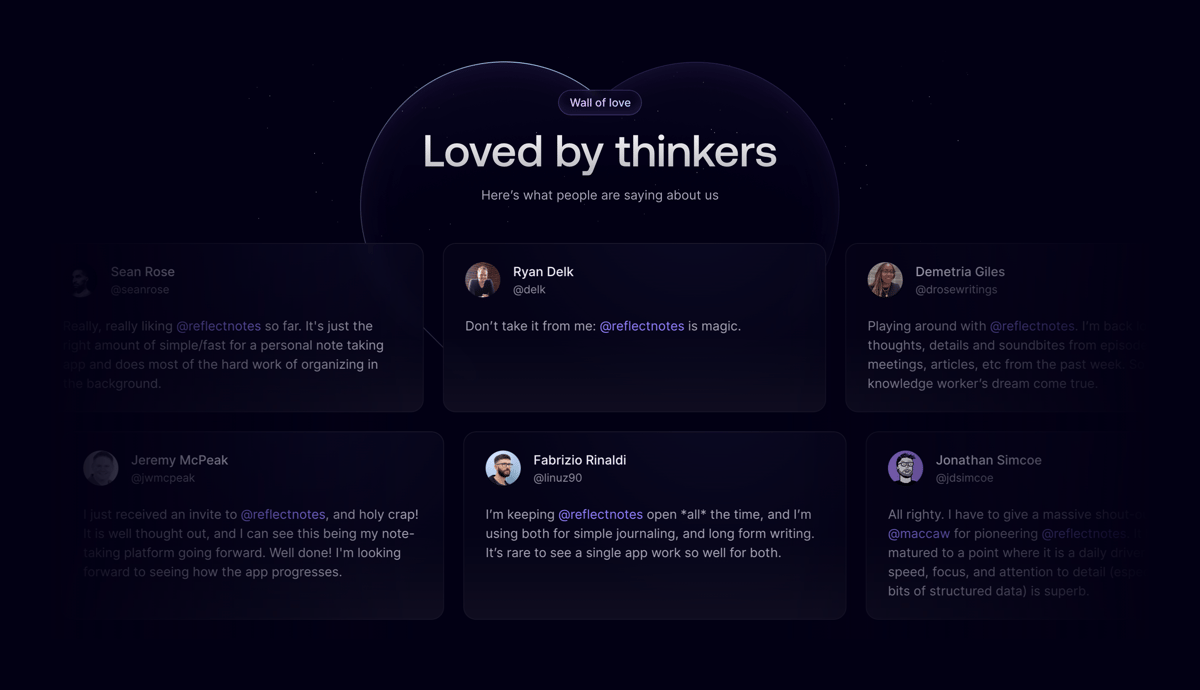 Reflect
				testimonial ui component