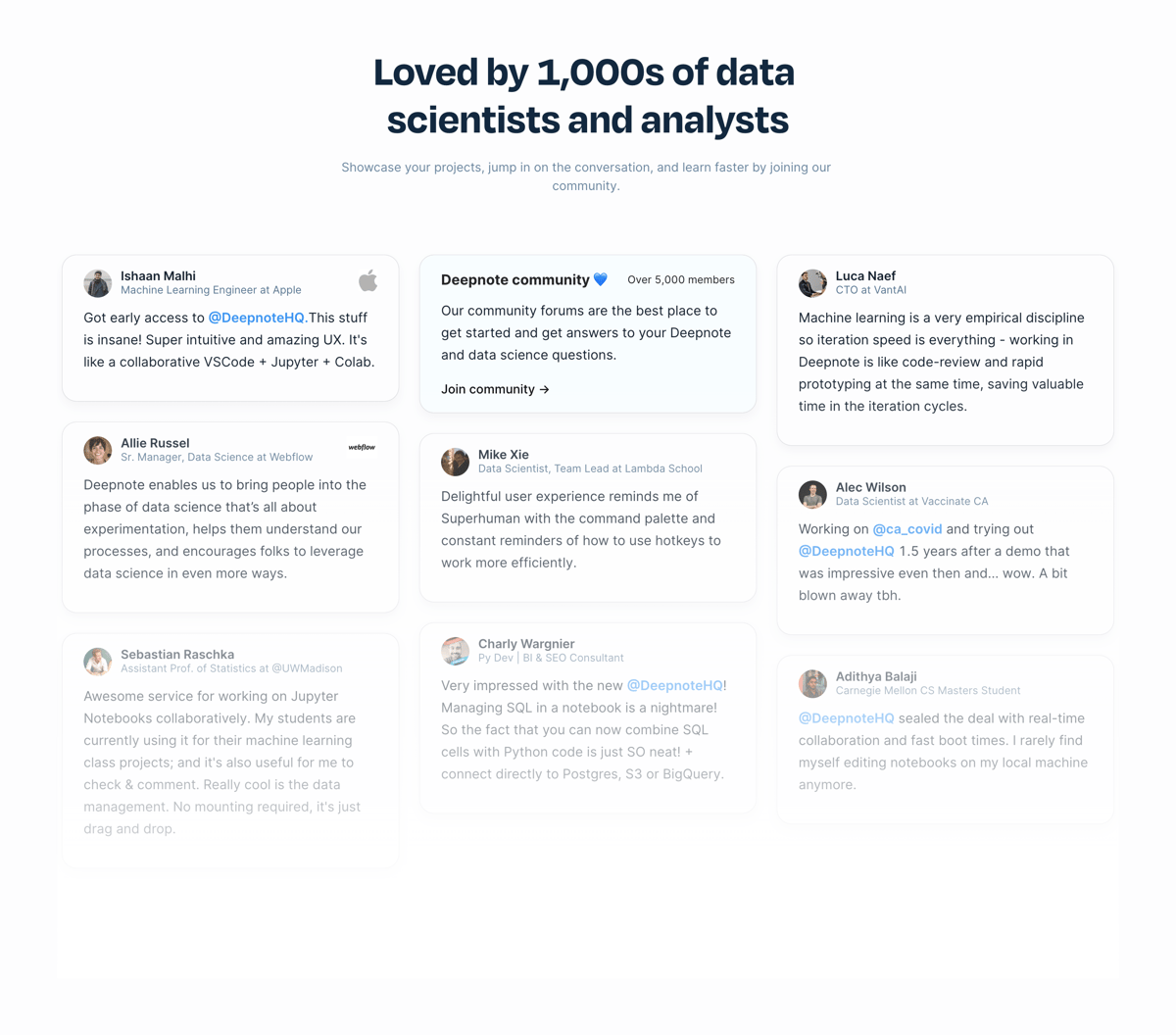 Deepnote
				testimonial ui component