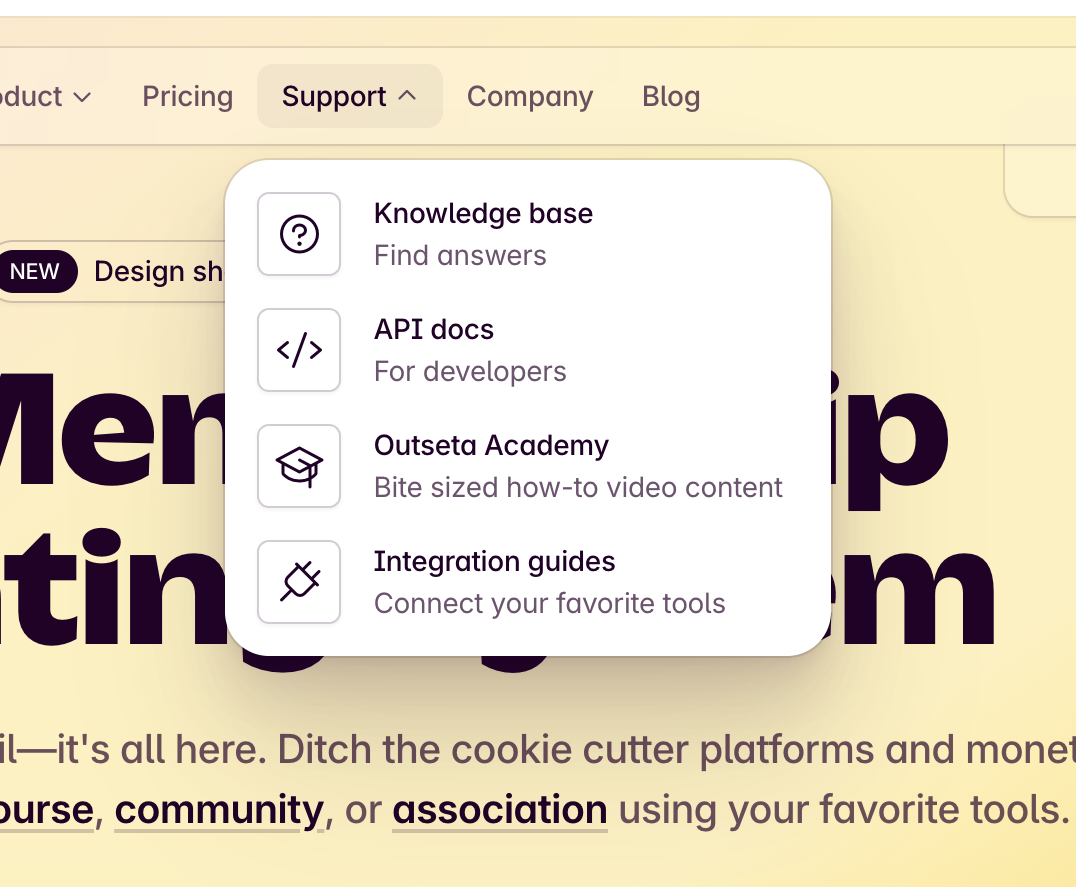 Outseta
				flyout menu ui component