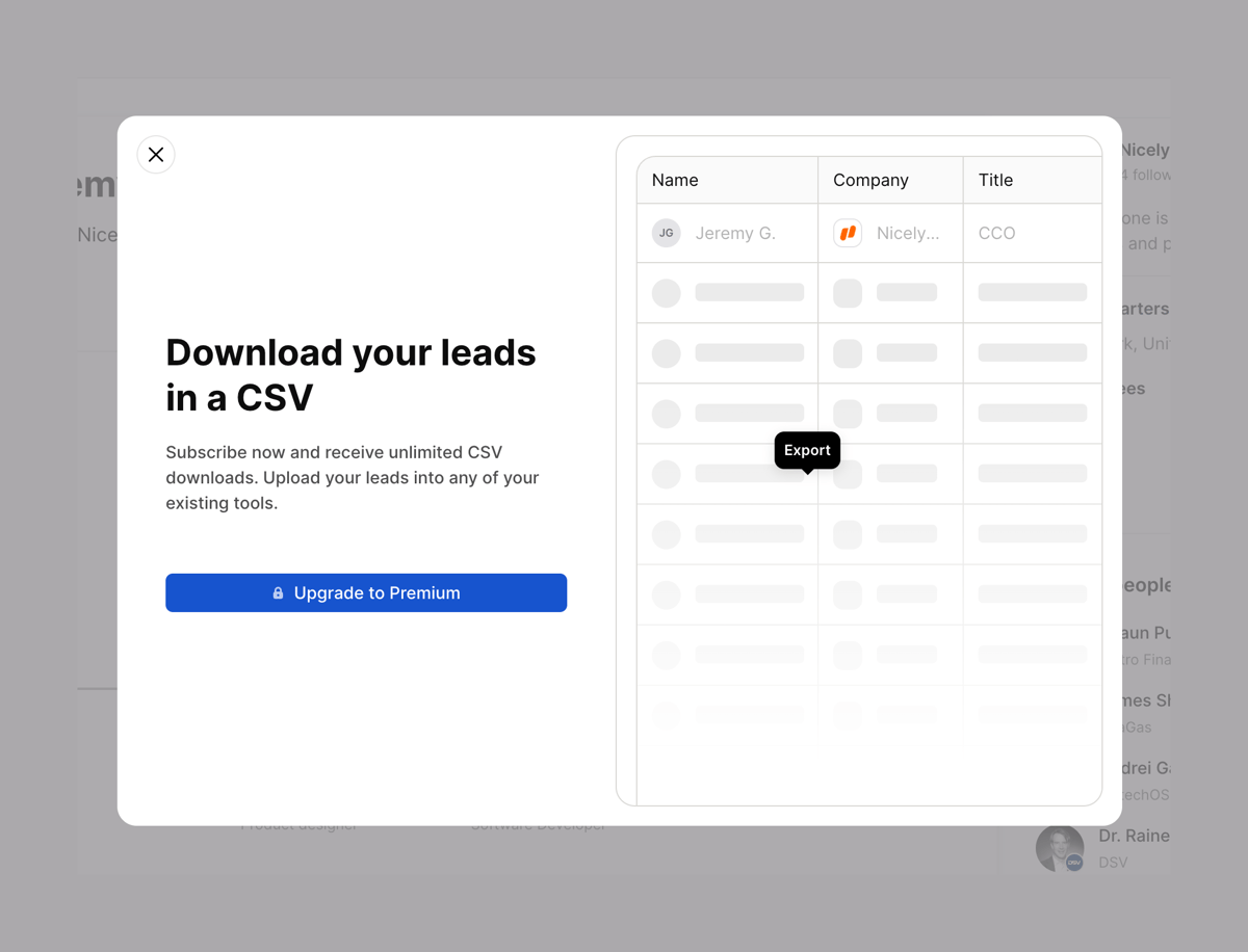 The org
			data export table ui component