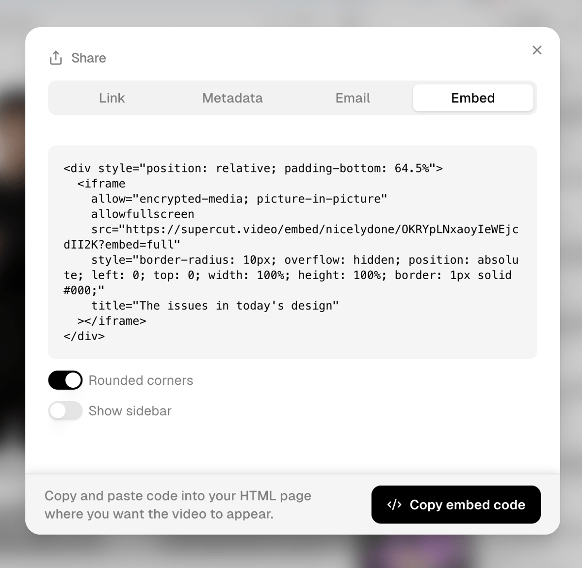 Supercut
				code block ui component