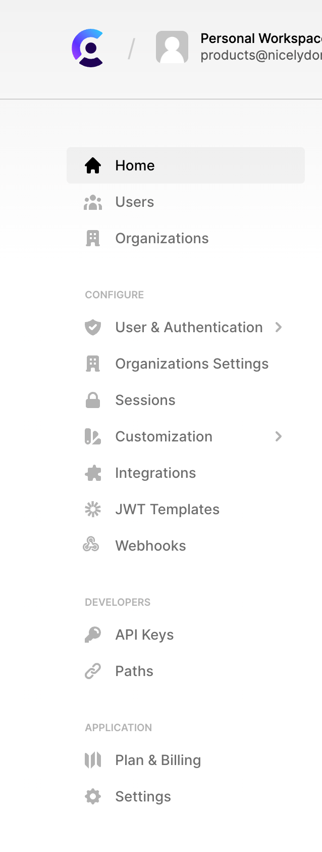 Clerk
				vertical navigation ui component