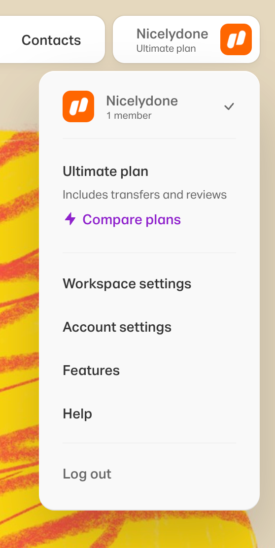 WeTransfer
				dropdown menu ui component