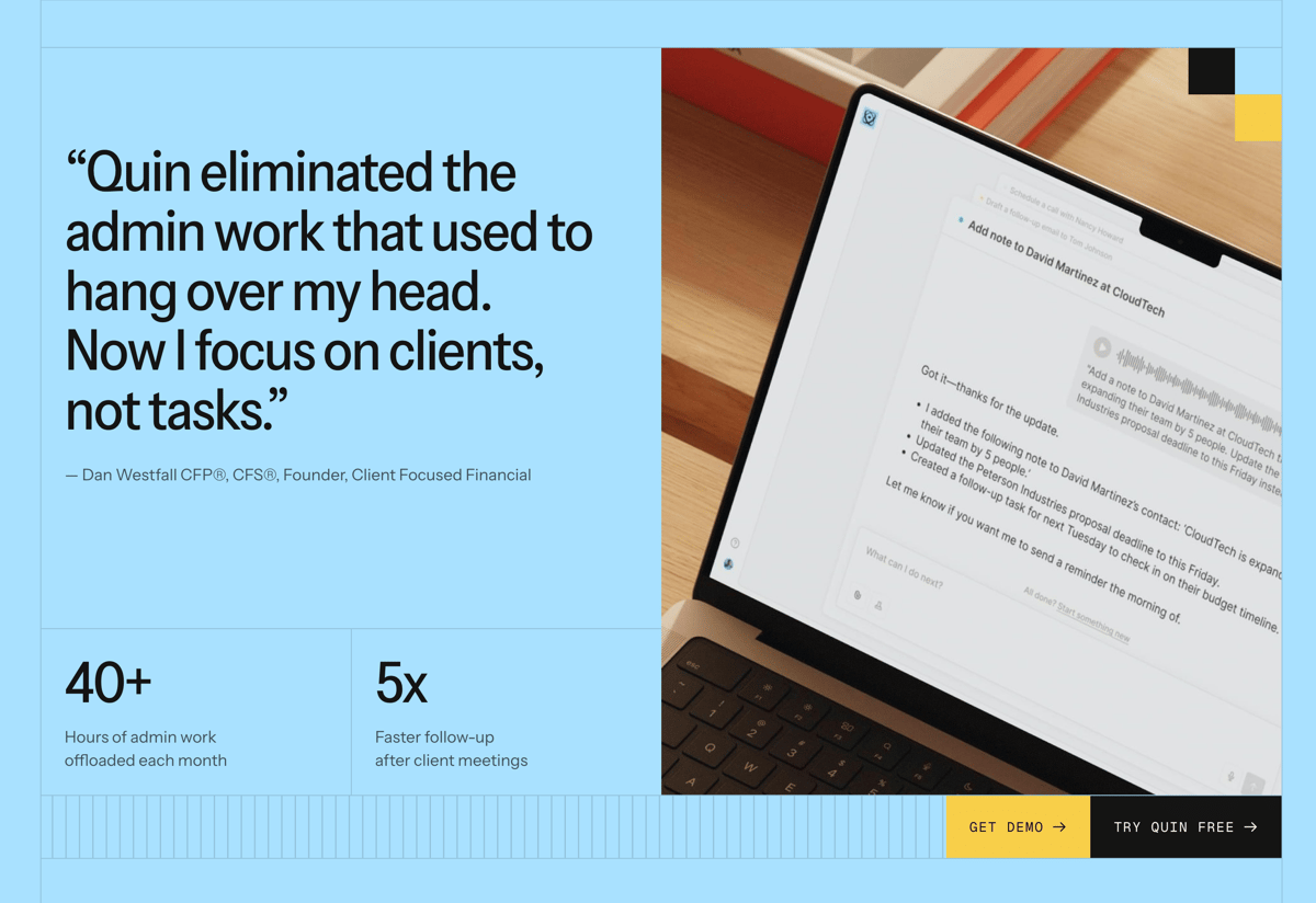 Quin
			call to action time management task management ui component
