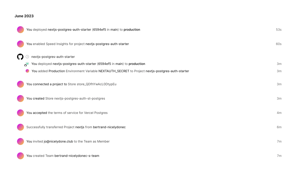 Vercel
				timeline & history ui component