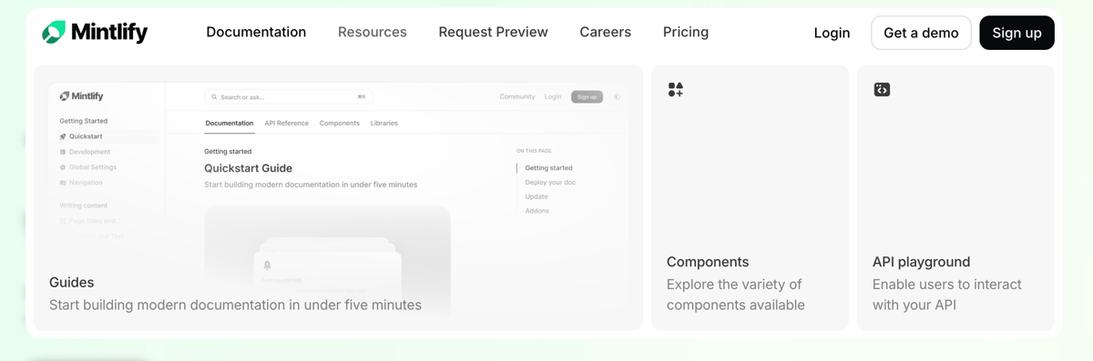 Mintlify
				flyout menu ui component