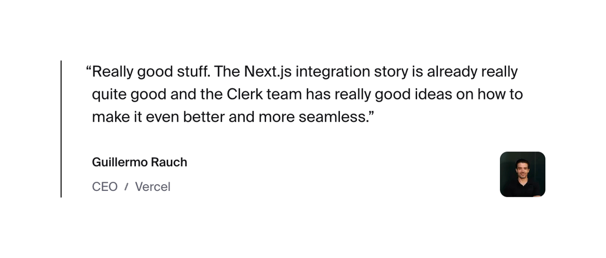 Clerk
				testimonial ui component