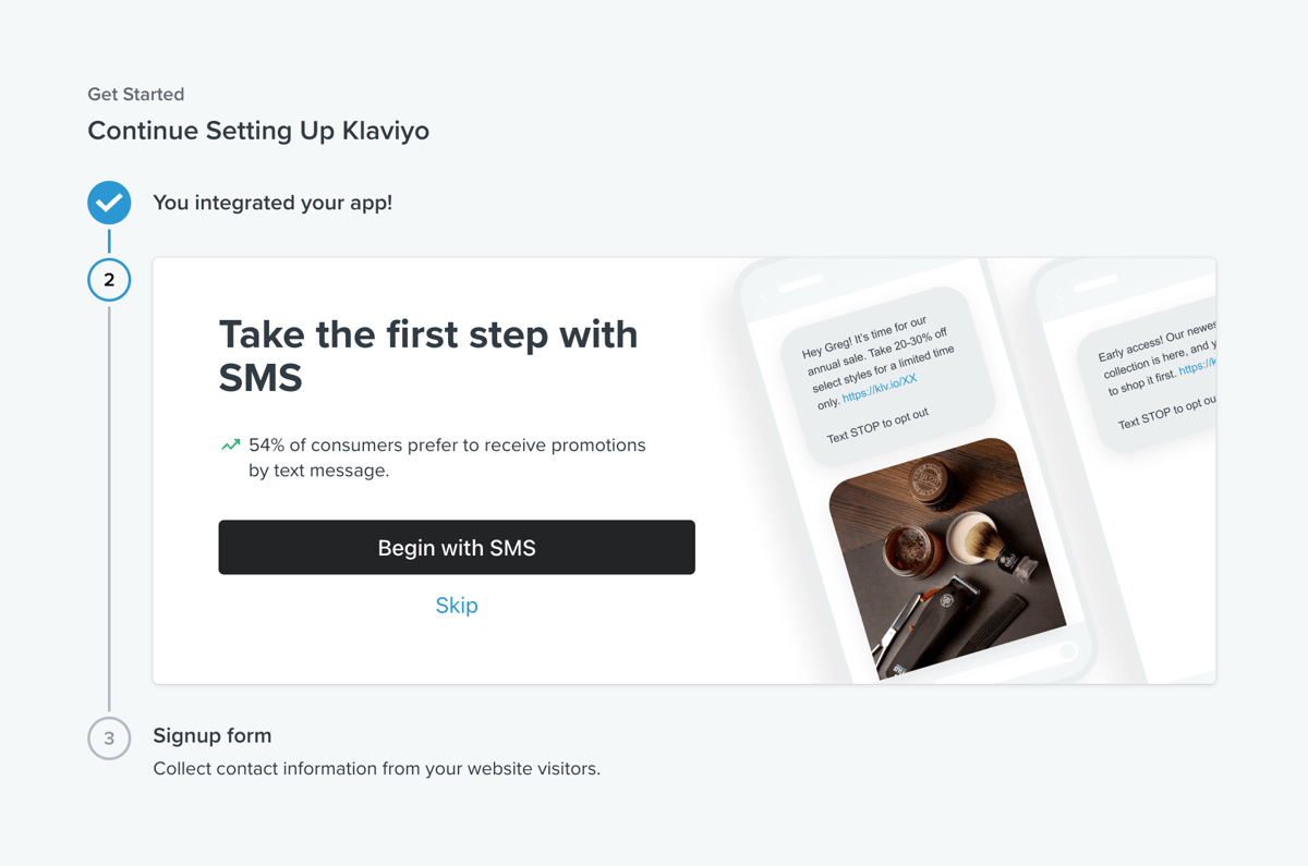 Klaviyo
				stepper ui component