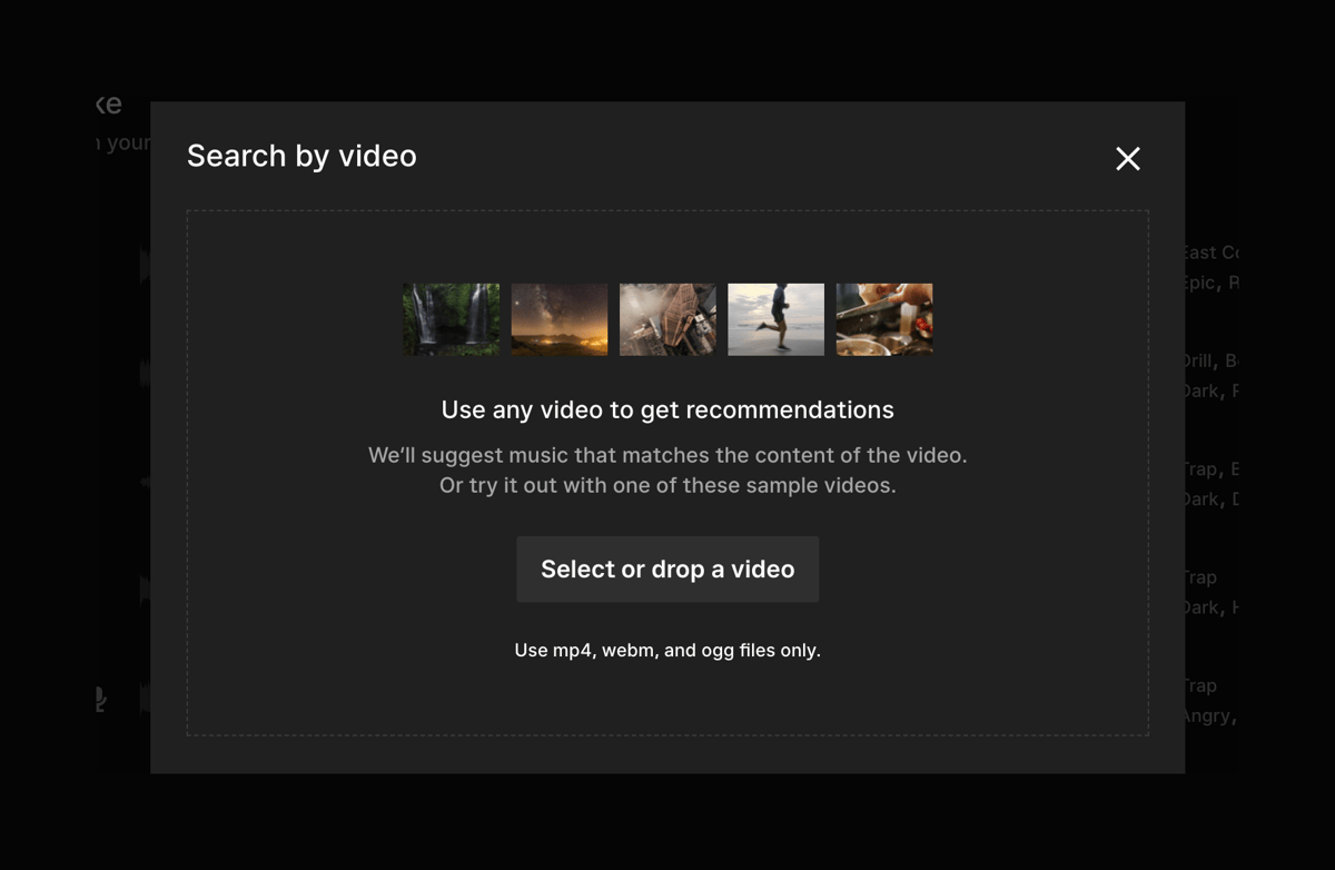 Epidemic Sound
				file upload input ui component