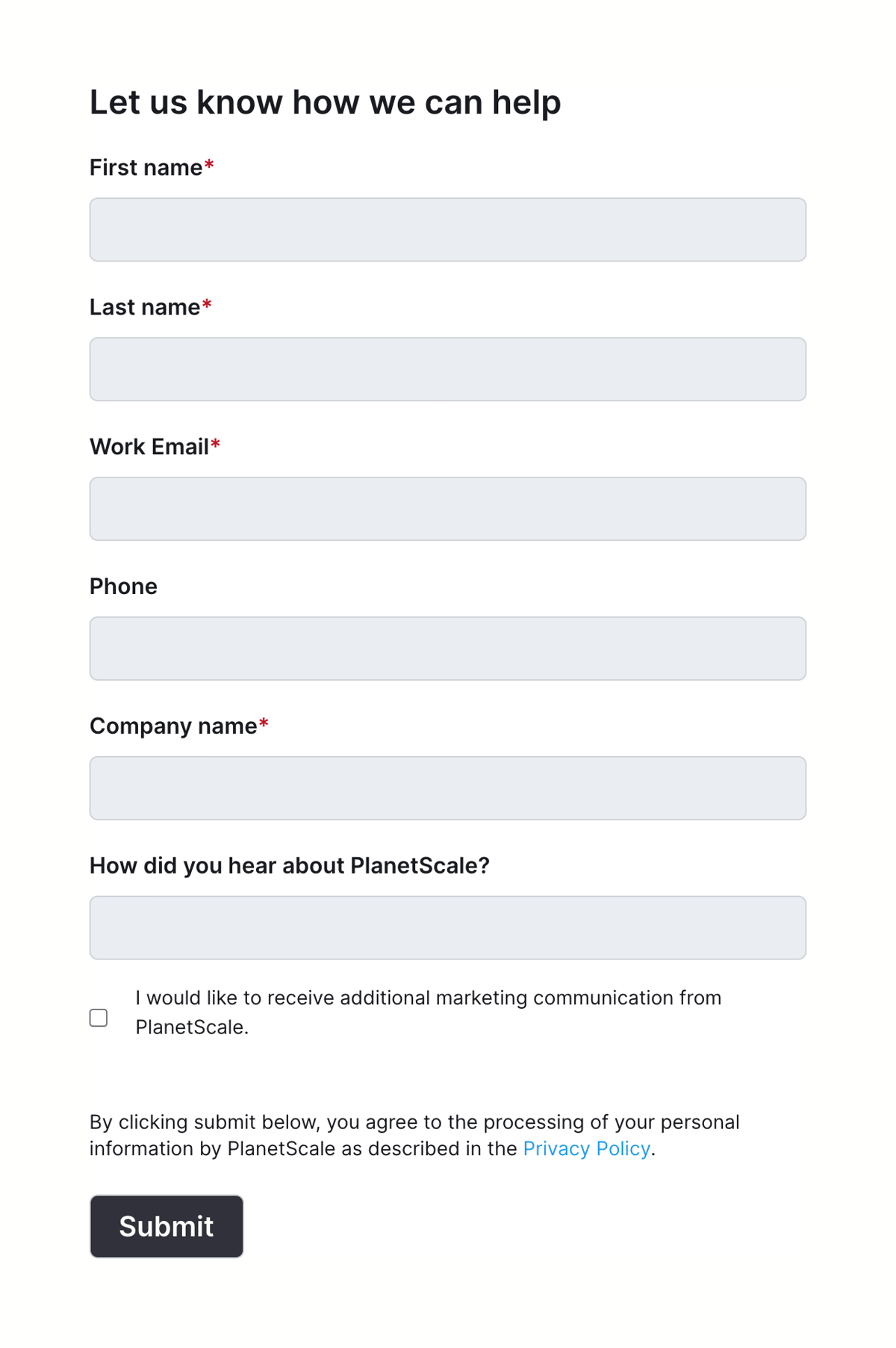 PlanetScale
				form element ui component
