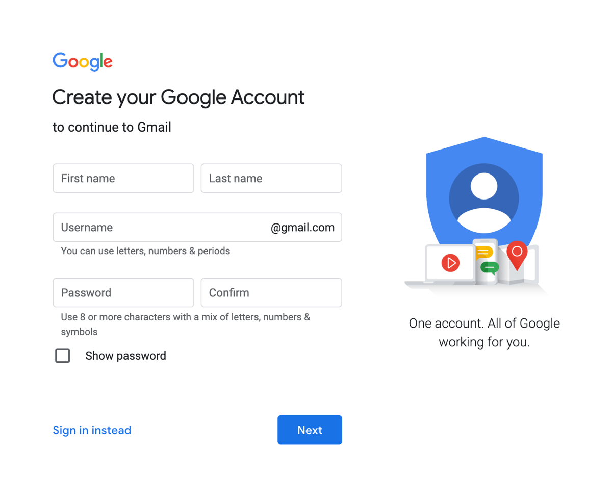 Google Mail
				form element ui component