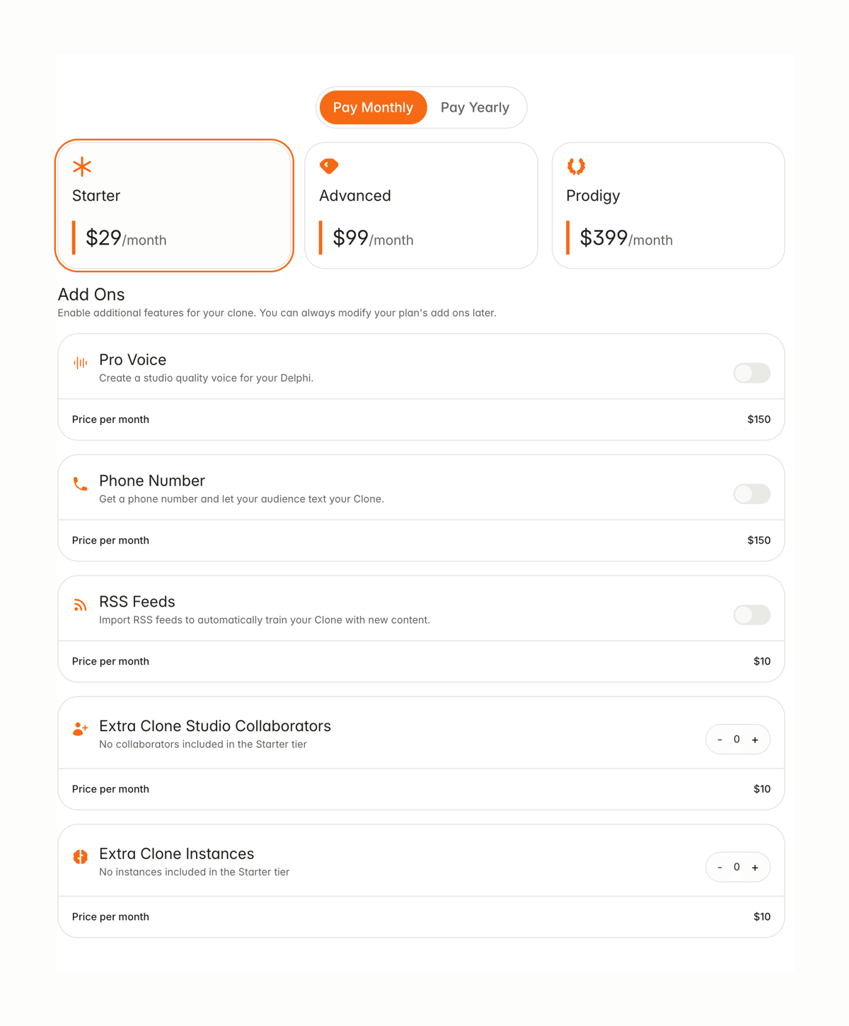 Delphi
				pricing section ui component