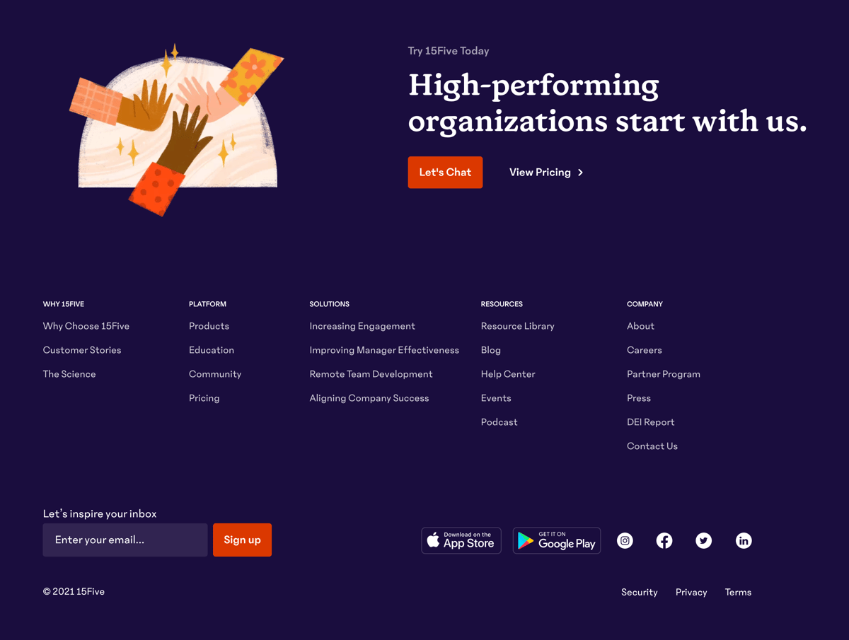 15Five
				footer ui component