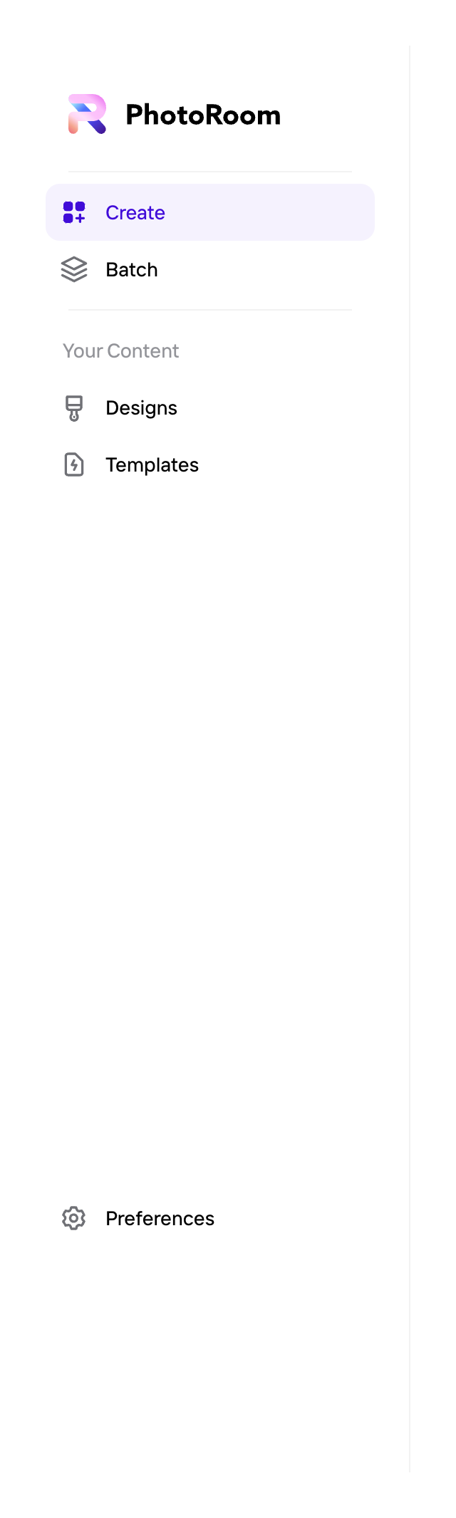 Photoroom
				vertical navigation ui component