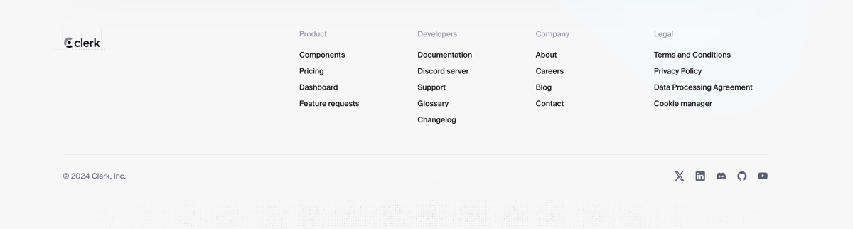 Clerk
				footer ui component