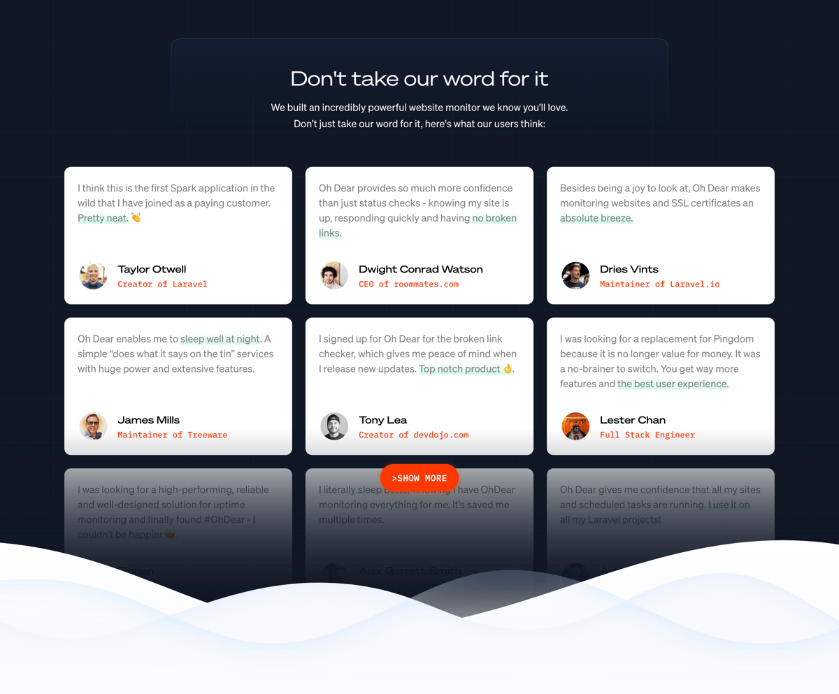 Oh Dear
				testimonial ui component