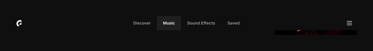 Epidemic Sound
				horizontal navigation ui component