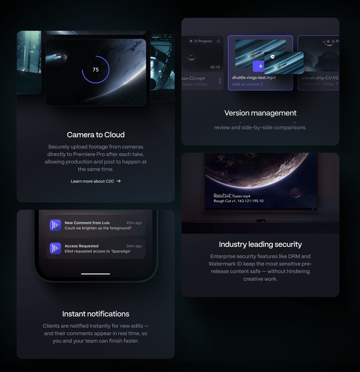 Frame.io
				bento box ui component