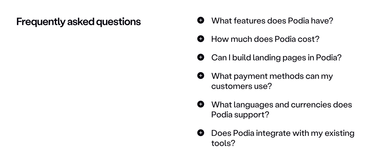 Podia
				faq ui component