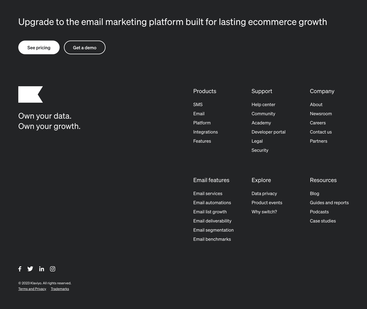 Klaviyo
				footer ui component