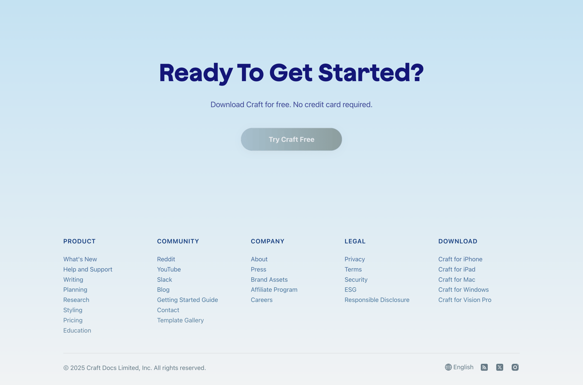 Craft
				footer ui component
