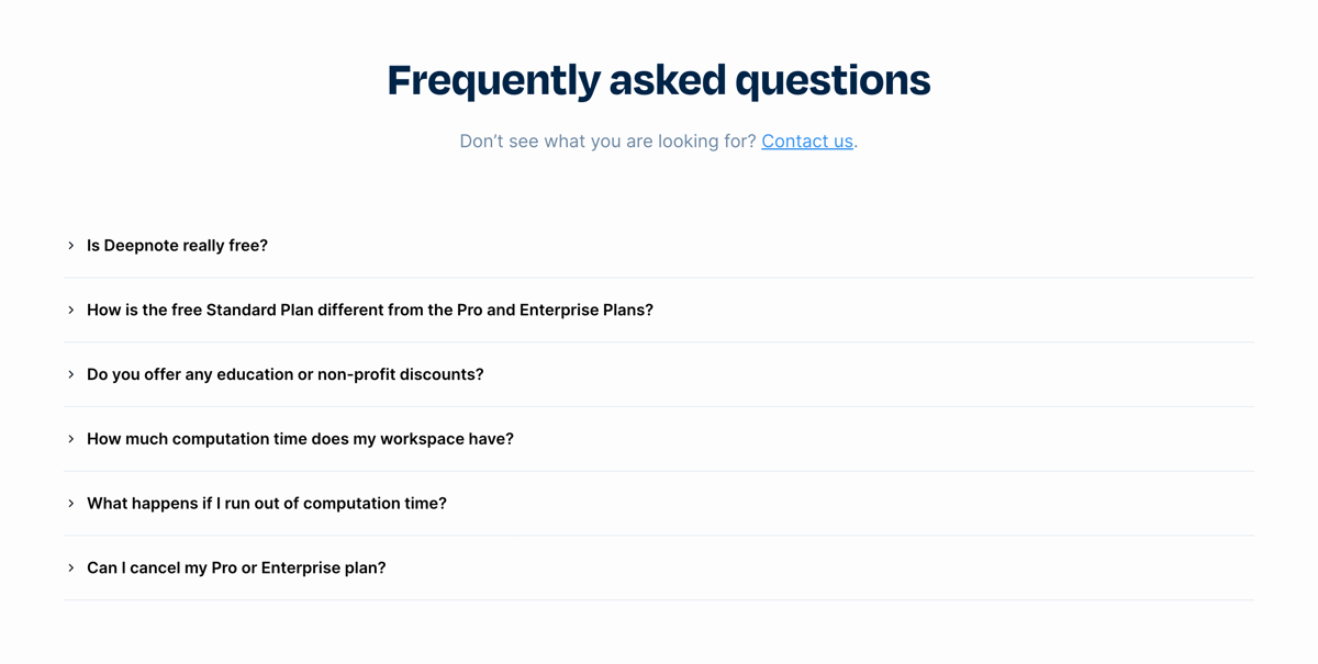 Deepnote
				faq ui component