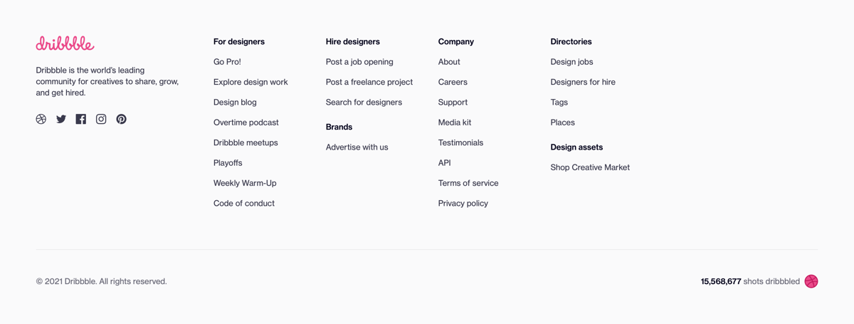 Dribbble
				footer ui component