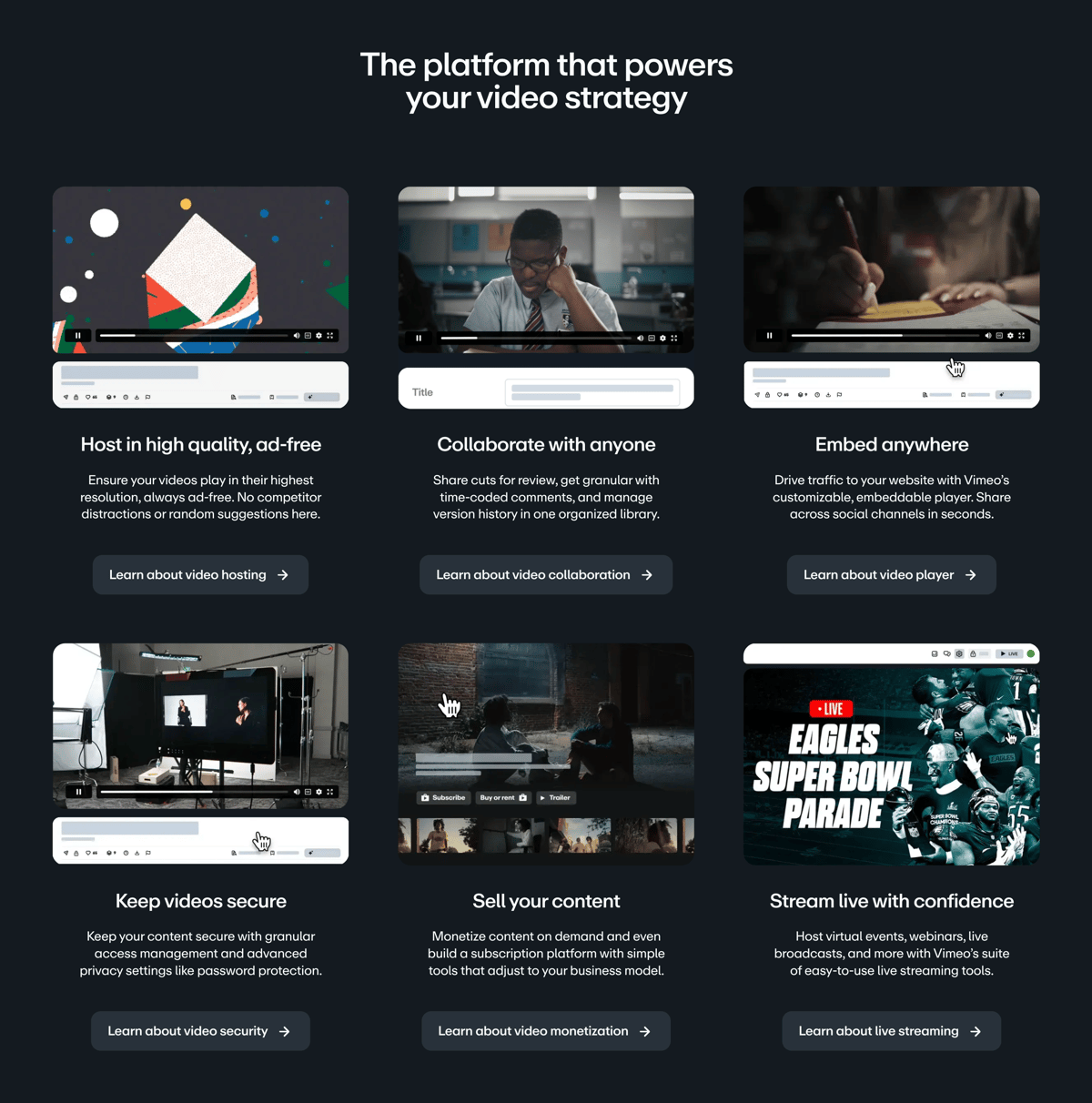 Vimeo
			card layout grid security collaboration video player ui component