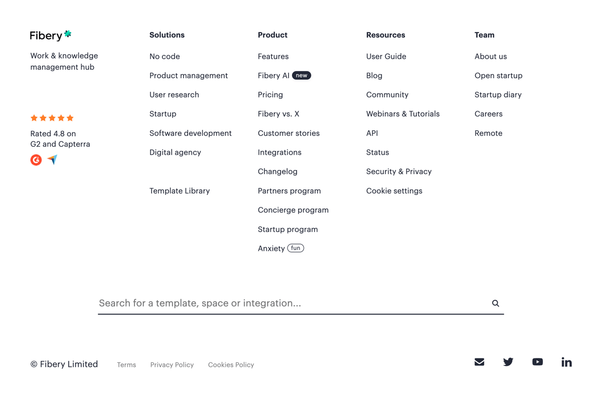 Fibery
				footer ui component