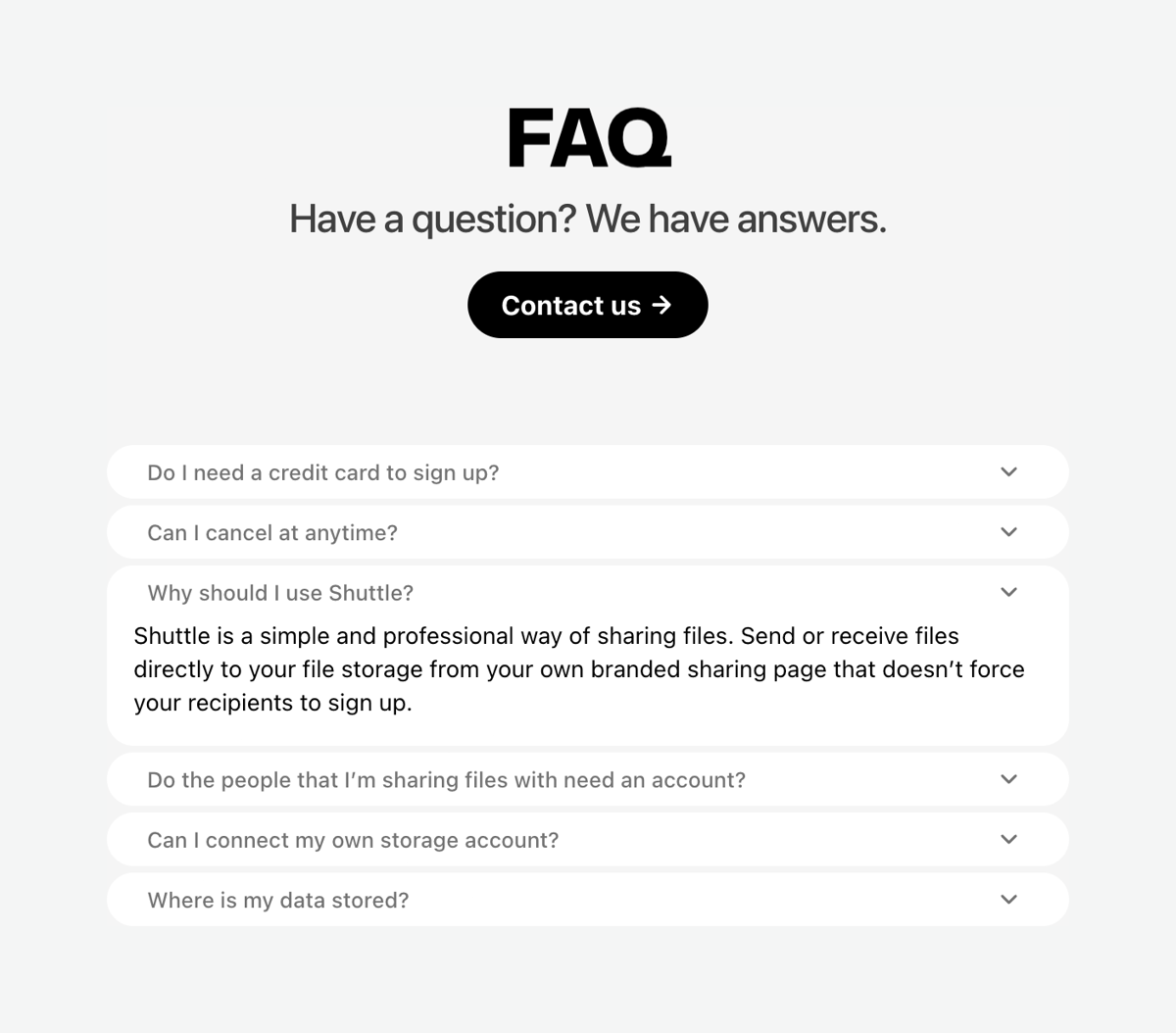 Shuttle
				faq ui component
