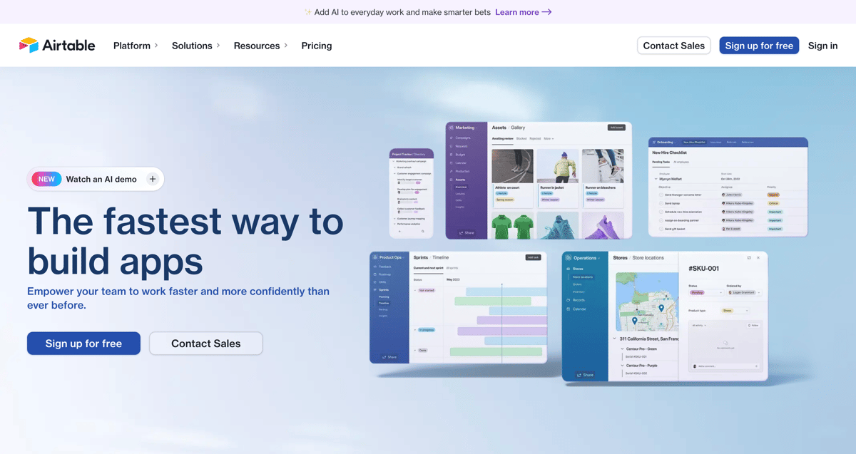 Airtable
				hero section ui component