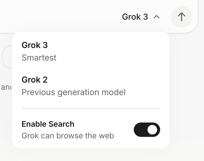 Grok
				dropdown menu ui component
