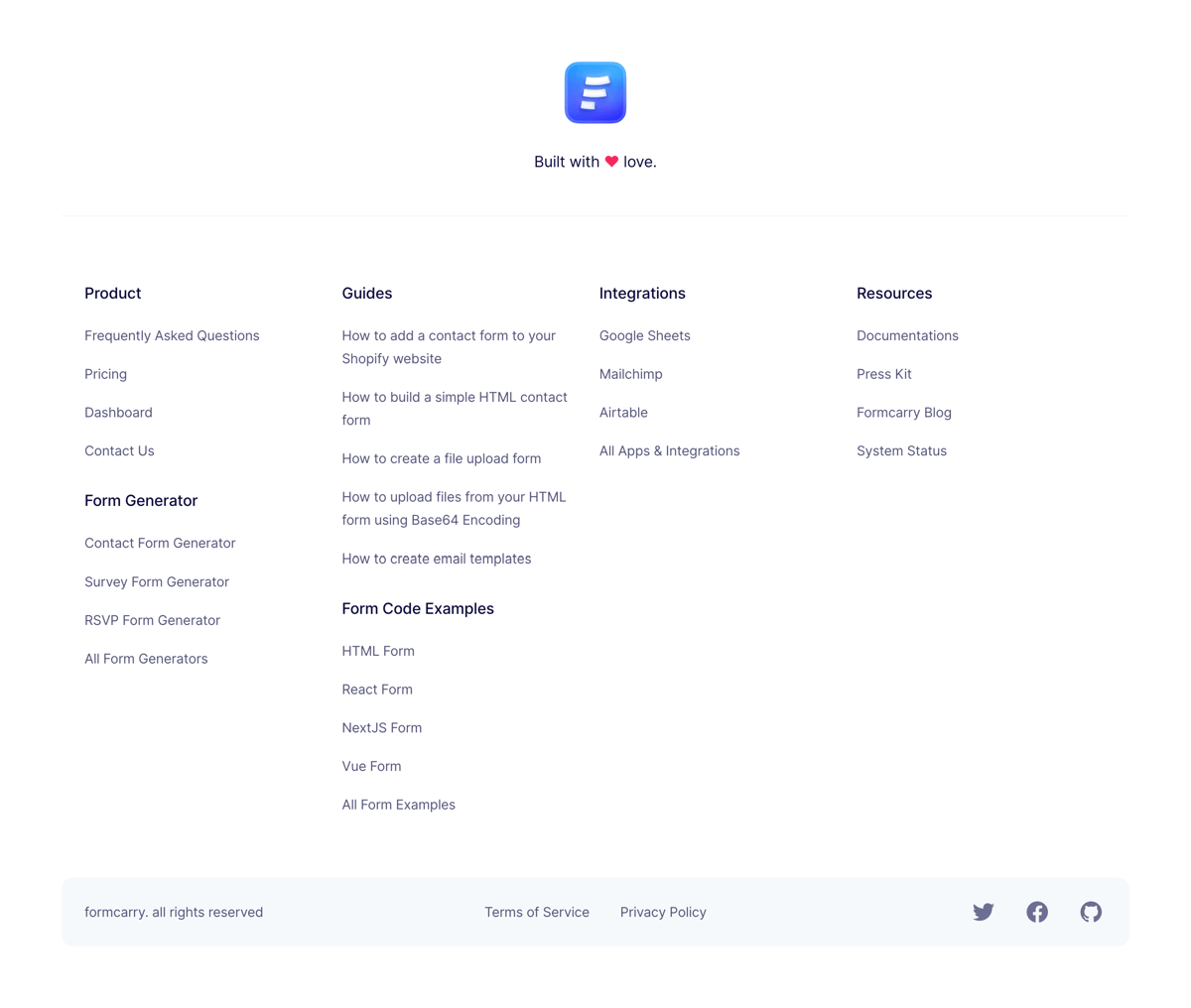Formcarry
				footer ui component