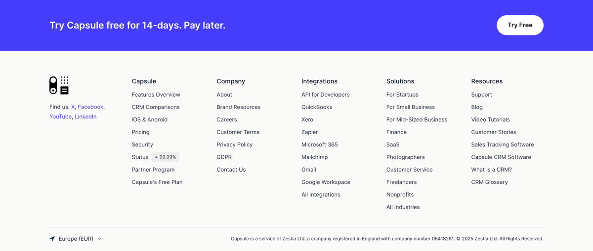 Capsule
				footer ui component