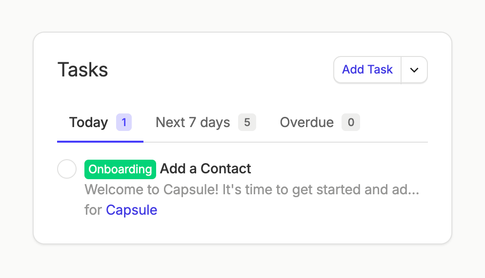 Capsule
			card layout progress indicator task management ui component