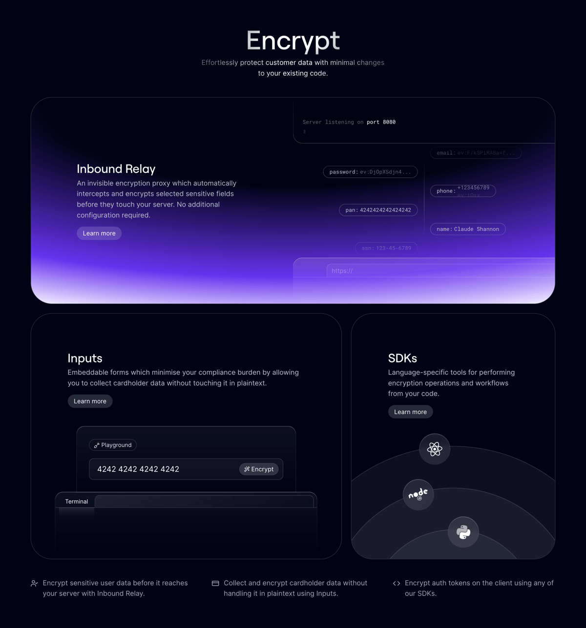 Evervault
				bento box ui component