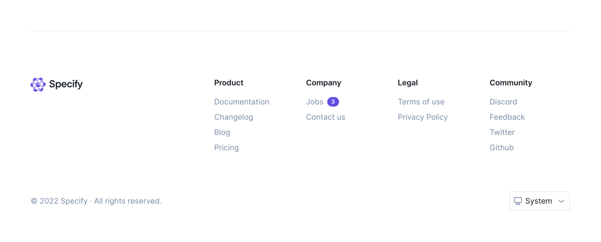 Specify
				footer ui component